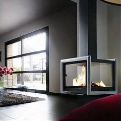 Камин Optio Central black с асимметр. серебрянной рамкой h-7.3m